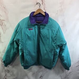Columbia Jacket Womens 2XL Blue Purple Vintage Goose Down 90s Reversible
